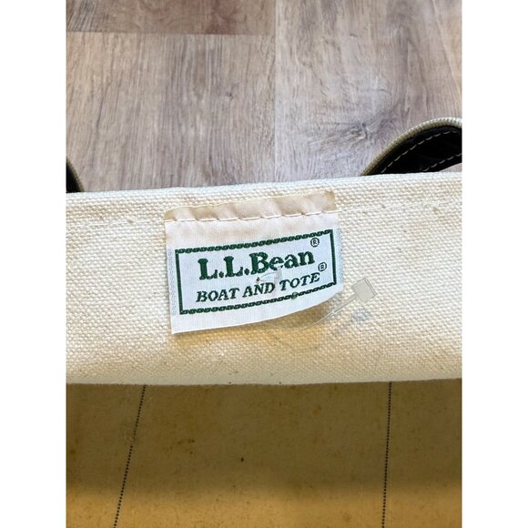 Vintage 90s L.L. Bean Boat And Tote Bag Navy Natural Canvas 23x14 - Picture 6 of 8